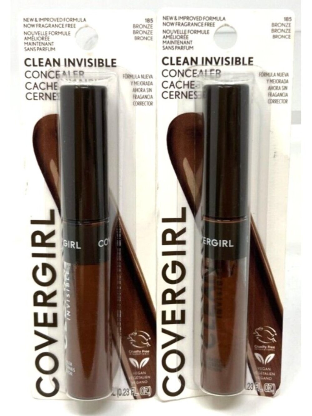 (2) Covergirl Clean Invisible Concealer 0.23 fl oz Each Sealed 185 - Bronze